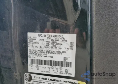 2010 Ford F150 Supercrew from USA, damaged, VIN 1FTFW1CV7AKE37828